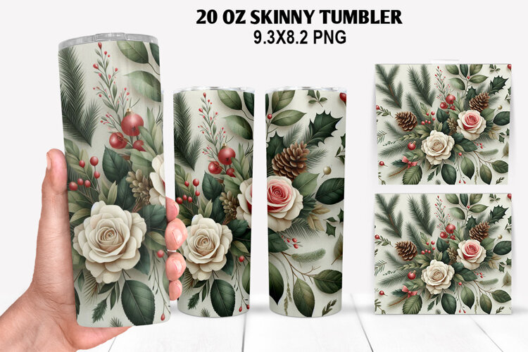 Flowers Skinny Tumbler 20oz Wrap Design, Spring Tumbler Wrap example image 1