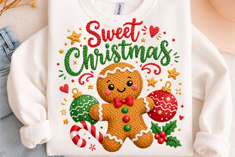 Sweet Christmas Gingerbread Holiday T-Shirt Design