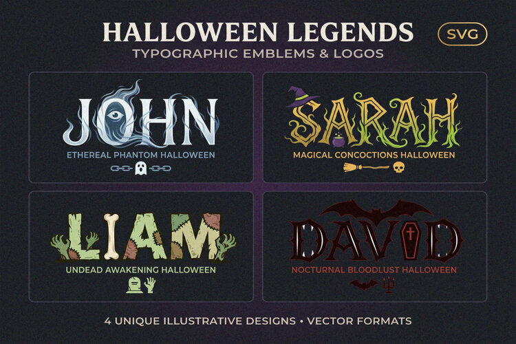 Haunted Halloween Name Art SVG designs example image 1