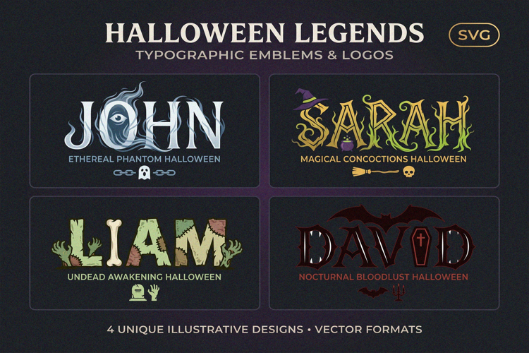 Haunted Halloween Name Art SVG designs