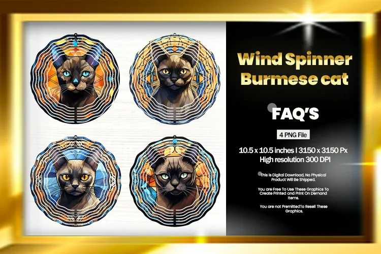 Burmese Cat Wind Spinner Sublimation - 04 Variations