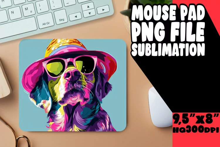 Vibrant Dog Portraits MousepaCute Doggy Sublimation Design