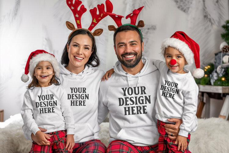 Christmas Family Matching T-Shirt Mockups | Holiday Group example image 1