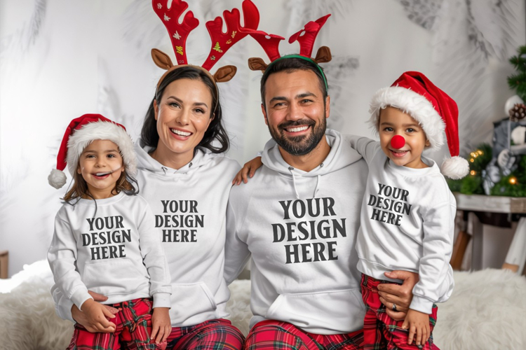Christmas Family Matching T-Shirt Mockups | Holiday Group