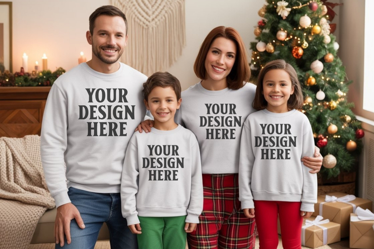 Christmas Family Matching T-Shirt Mockups | Holiday Group