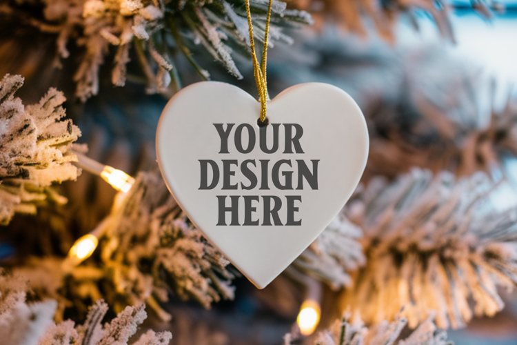 Holiday Love Heart Ornament Mockups | Romantic Christmas Tre