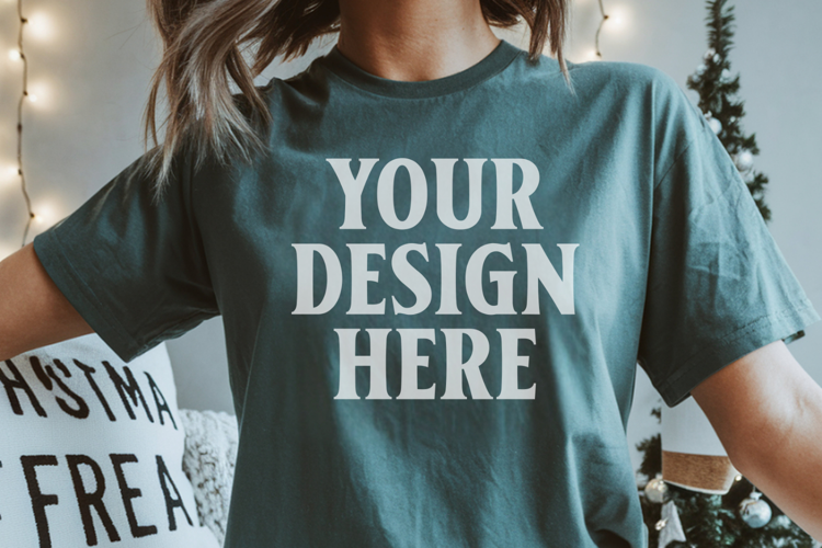 Blue Spruce Christmas Comfort Colors 1717 Mockups, CC 1717 m