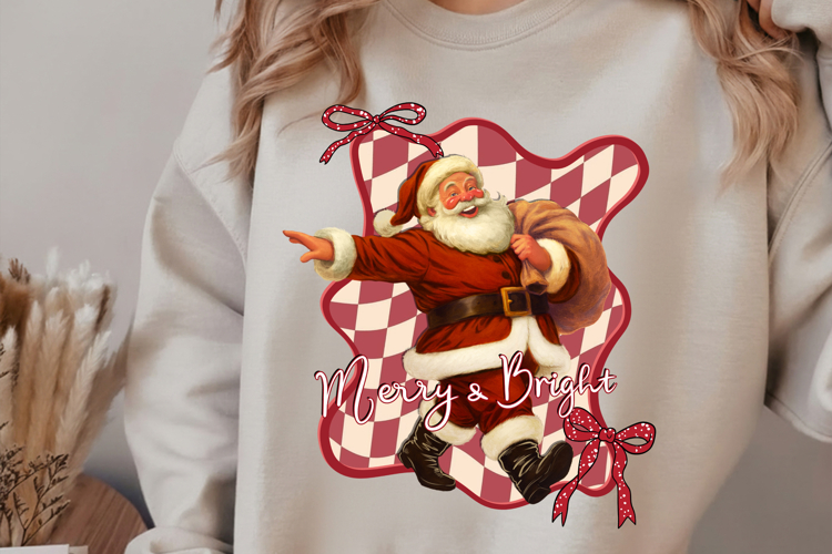 Retro Ho Ho Ho Dancing Santa Png, Vintage Christmas Png