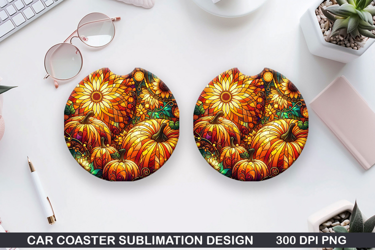 Pumpkin Car Coaster Sublimation| Halloween Coaster PNG