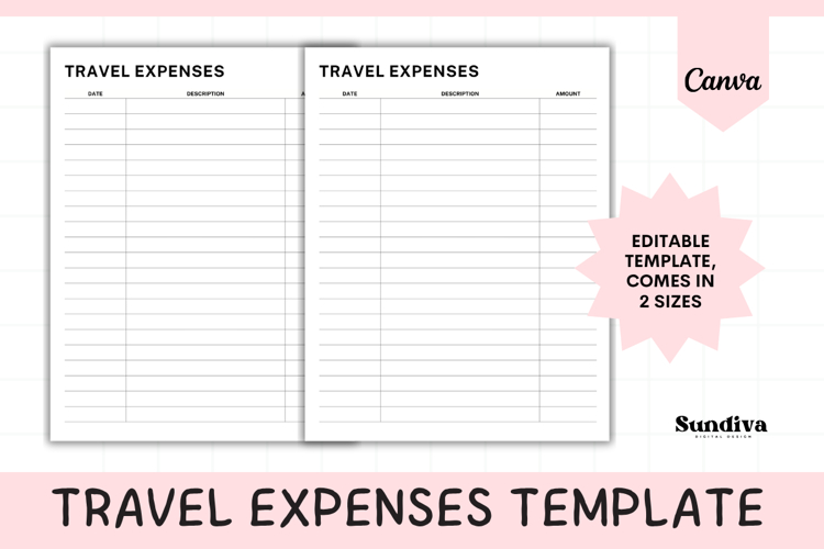 Travel Expenses Editable Template 3 | Travel Planner