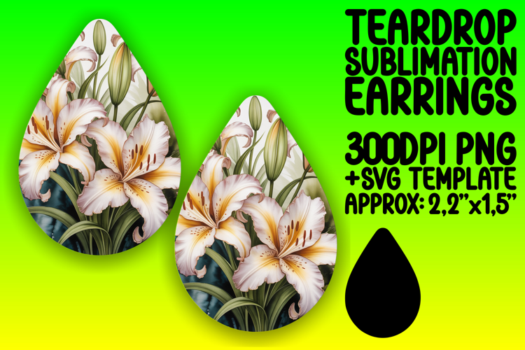 Cute Teardrop Earrings Design Template , Flowers