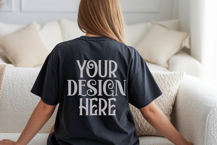 Black Tshirt Mockup Image 4