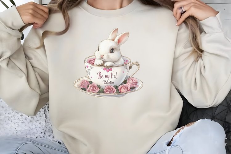 Valentines Day Bunny Cups Clipart PNG