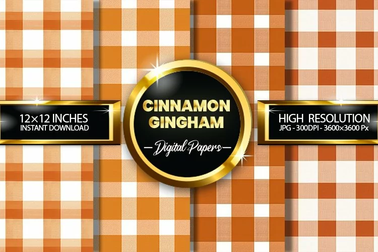 Cinnamon Gingham Digital Papers - 04 Variations