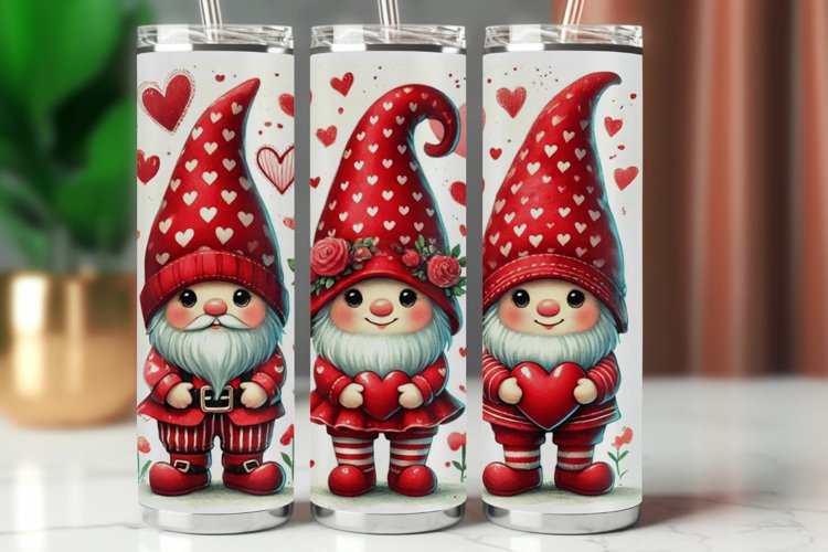 Valentine Tumbler Wrap 20 oz - gnome with heart love