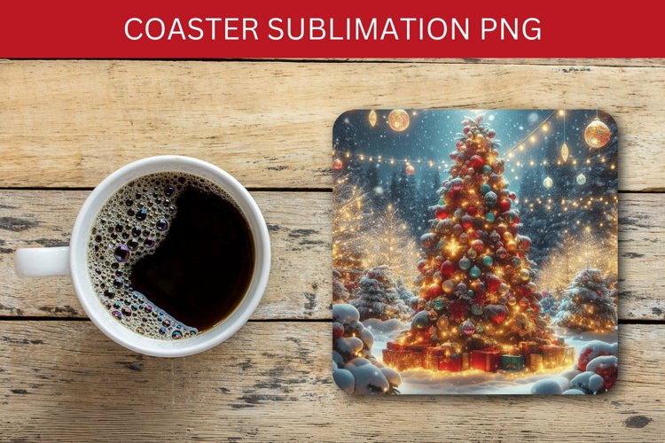 square coaster - christmas tree