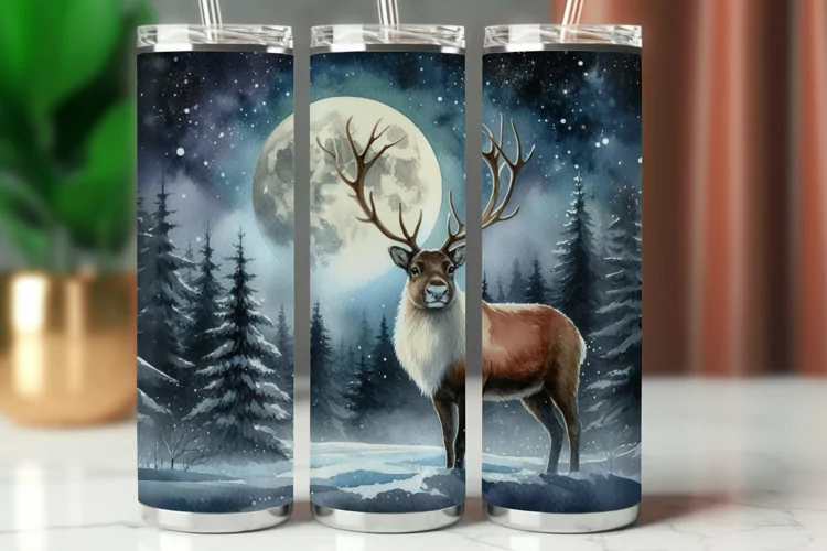 Tumbler Wrap 20 oz - deer in the forest