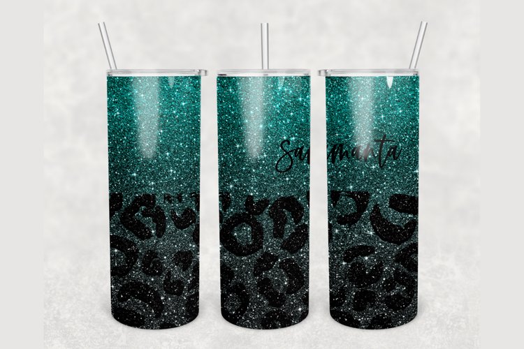 Emerald Green Ombre Glitter 20 oz sublimation design tumbler example image 1