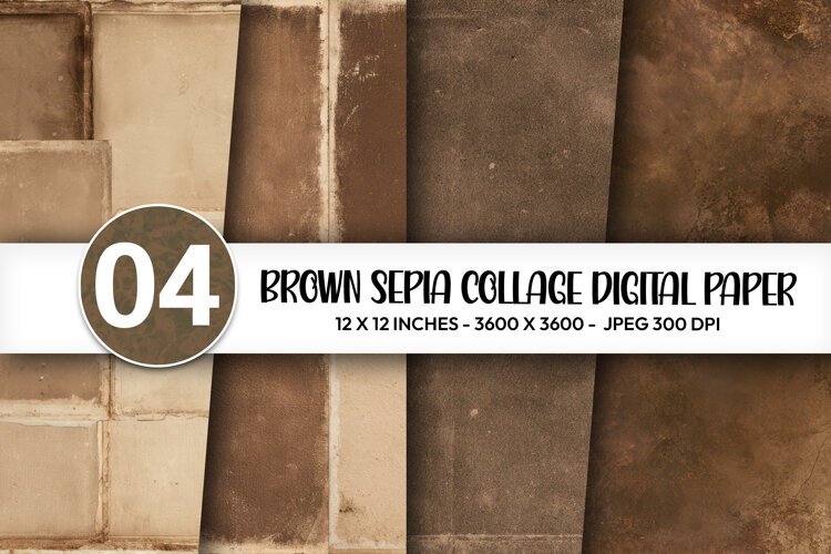 Brown Sepia Collage Digital Paper example image 1