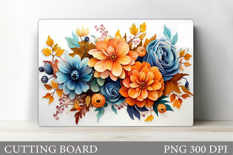 3D Flowers Cutting Board. Kitchen Cutting Board Sublimation