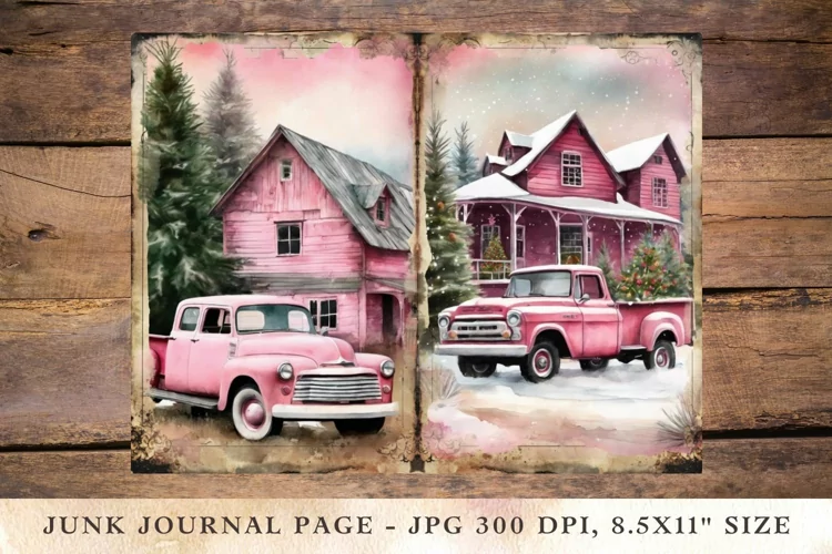Printable Junk Journal Pages pink christmas 5