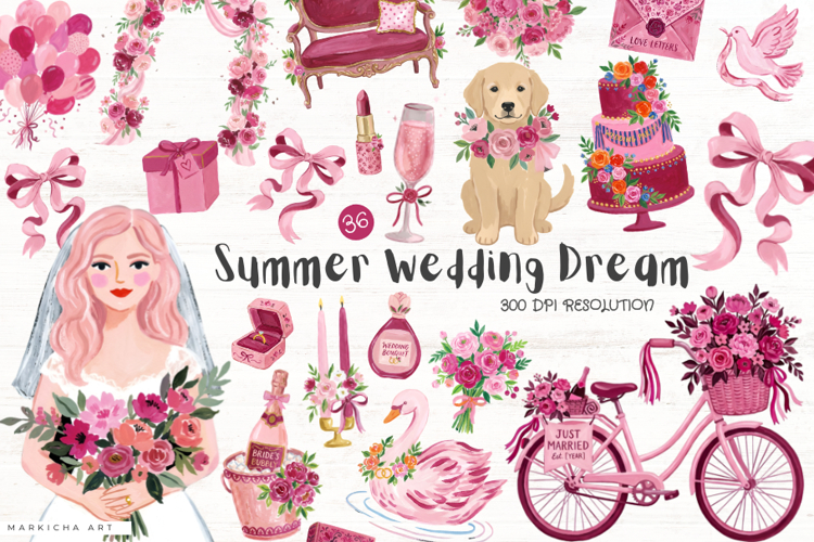 Summer Wedding Dream Clipart example image 1
