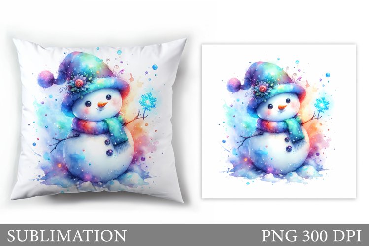 Cute Snowman Pillow Design. Christmas Pillow Sublimation