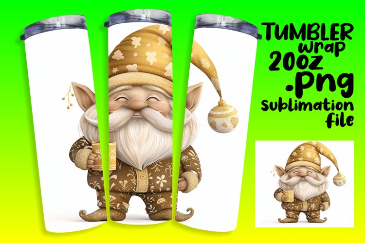 Christmas Gnome 20oz Sublimation Tumbler Wrap Design