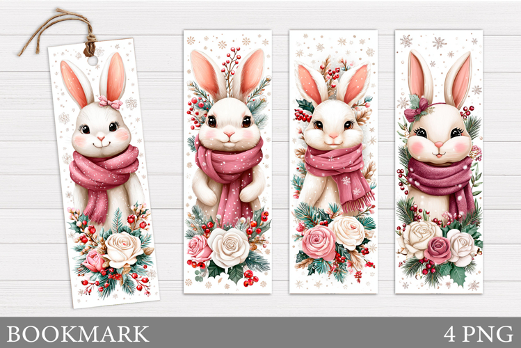 Christmas Bunny Bookmark. Christmas Bookmark Sublimation