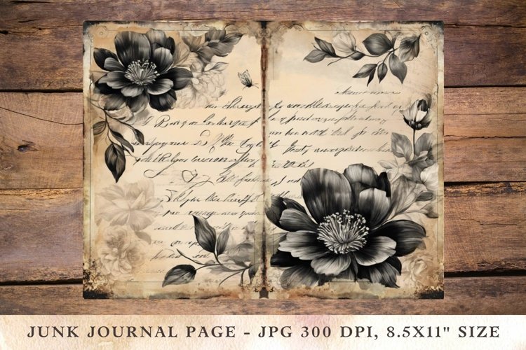 Printable Junk Journal Pages Black Roses 6