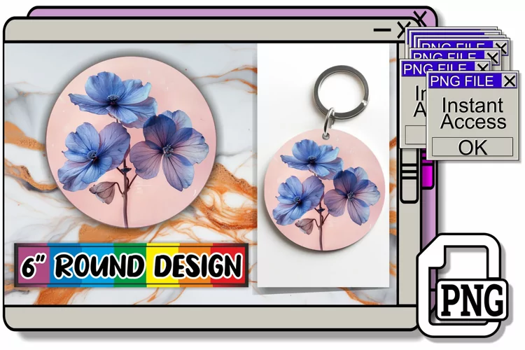 Radiant Blossom Sublimation Circles - Keychain & Car