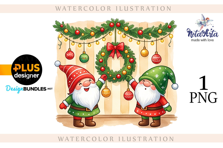 Watercolor Christmas gnomes, Christmas Gnomes
