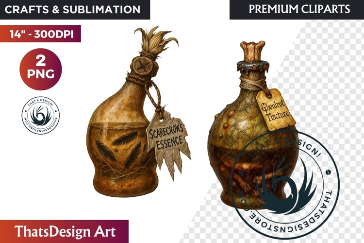 Halloween Hags Potions PNG Clipart spooky gothic bottle
