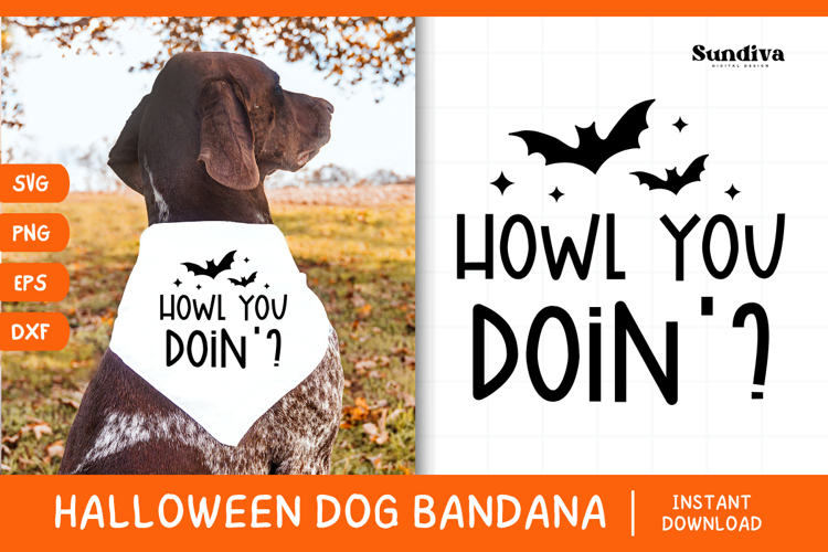 Funny Halloween Dog Bandana Quote SVG | Howl You Doin