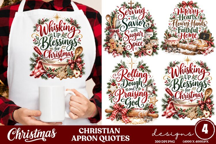 4 Christian Christmas Apron PNG Designs, 4 Faith Christmas B example image 1