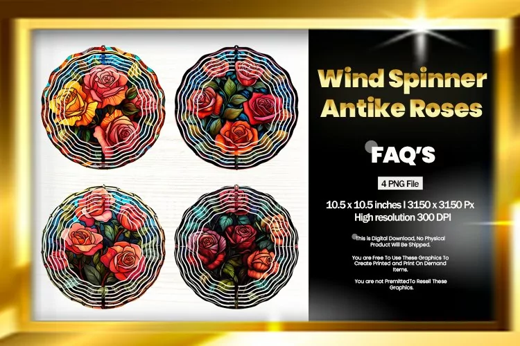 Antike Roses Wind Spinner Sublimation - 04 Variations