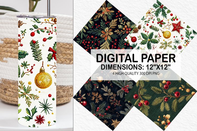 Christmas Embroidery Seamless Digital Paper