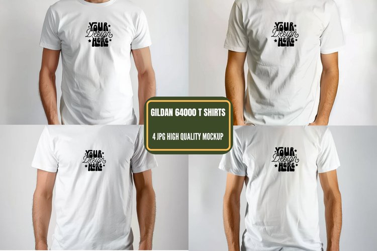 Gildan 64000 Model Mockup, Gildan White TShirt Mockup