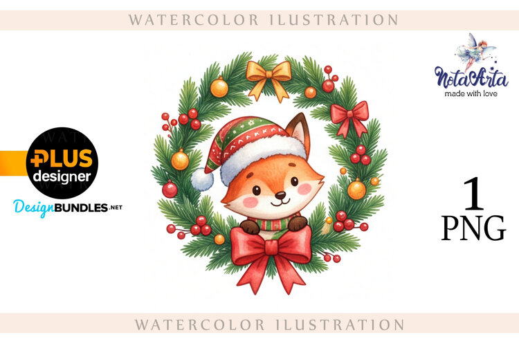 Illustration of a cute Christmas fox example image 1