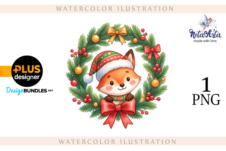Illustration of a cute Christmas fox
