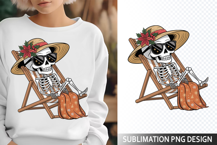 Funny Summer Skeleton Illustration - Sublimation PNG Design