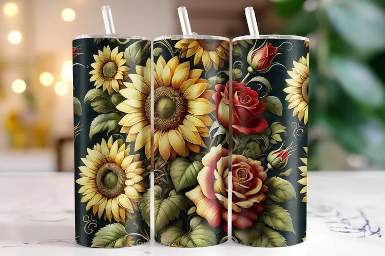 Flowers Tumbler Wrap | Sublimation