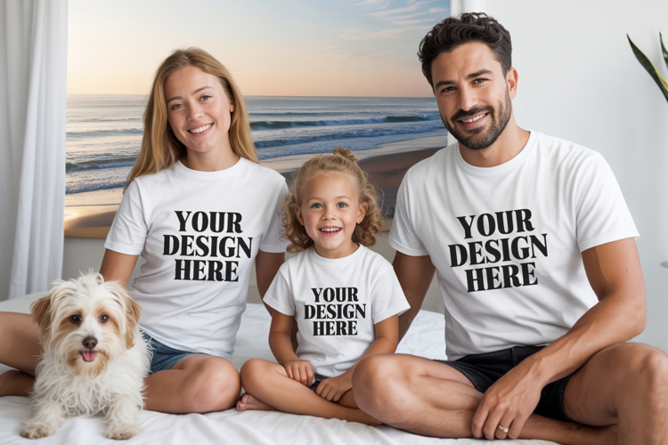 Bella Canvas 3001 Family Group Mockup | Matching T-Shirt Fla