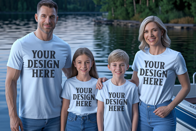 Bella Canvas 3001 Family Group T-Shirt Mockup