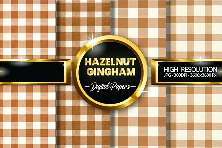 Hazelnut Gingham Digital Papers - 04 Variations