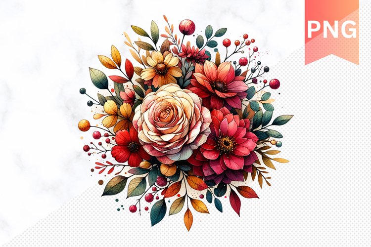 Autumn Flowers Sublimation - Clipart PNG Design