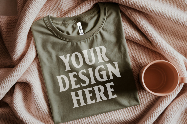 Christmas Bella Canvas 3001 Heather Olive Folded Tshirt Mock