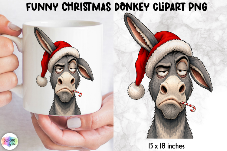 Grumpy Santa Donkey PNG, Funny Christmas Clipart