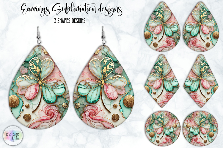 St. Patrick’s Day Earrings Sublimation, Lucky Clover Art