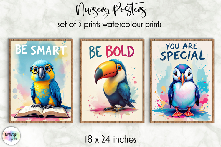Colorful Bird Affirmation Kids Poster, Inspirational Prints